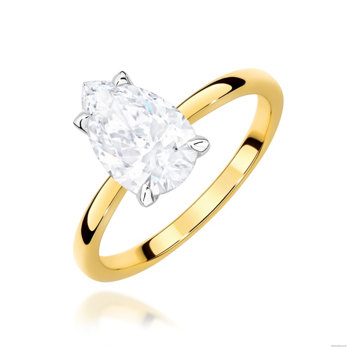 Pierścionek W0689 Diament Laboratoryjny 1,50ct żółte złoto