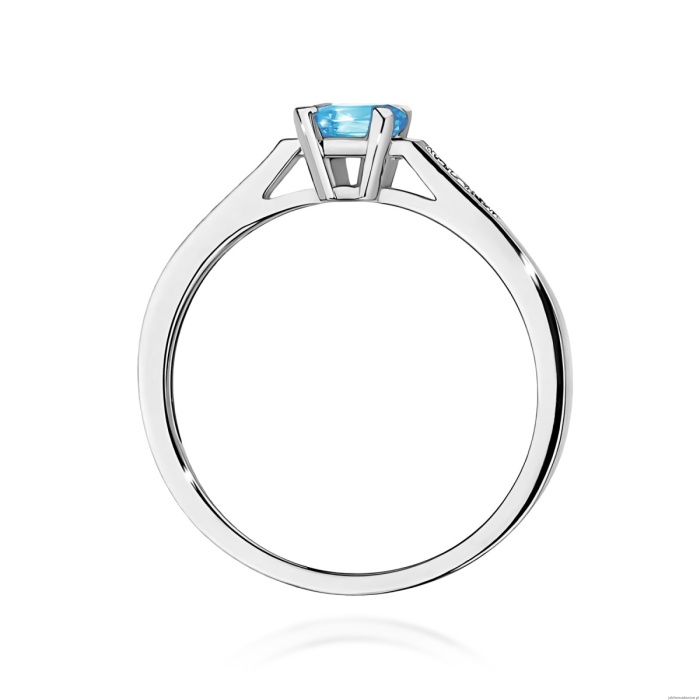 Pierścionek W0078 Diament laboratoryjny niebieski 0,50ct białe złoto