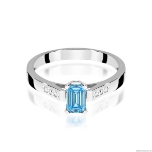 Pierścionek W0078 Diament laboratoryjny niebieski 0,50ct białe złoto