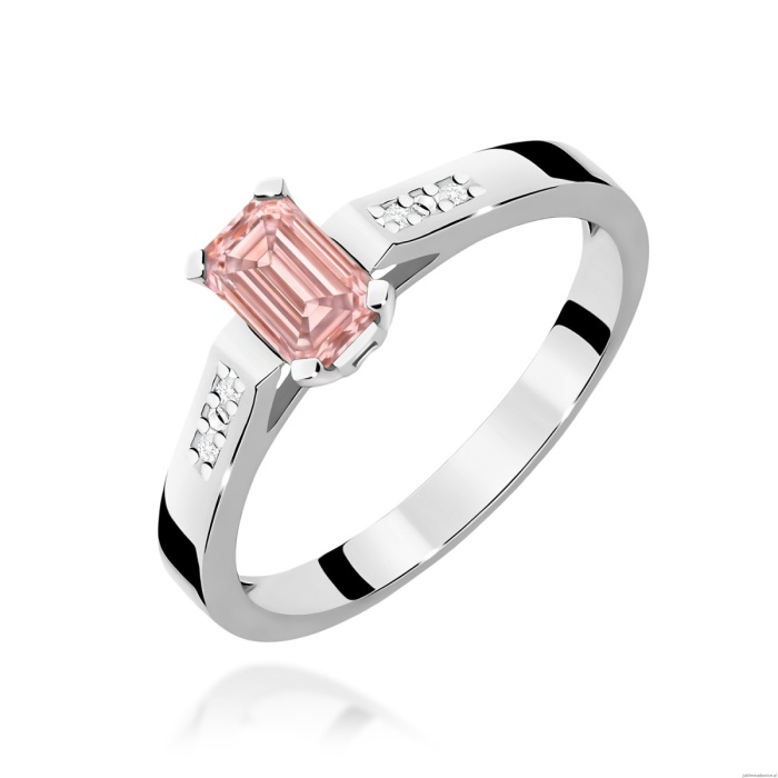 Pierścionek W0078 Diament laboratoryjny różowy 0,50ct białe złoto