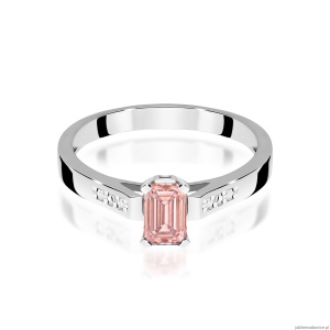 Pierścionek W0078 Diament laboratoryjny różowy 0,50ct białe złoto