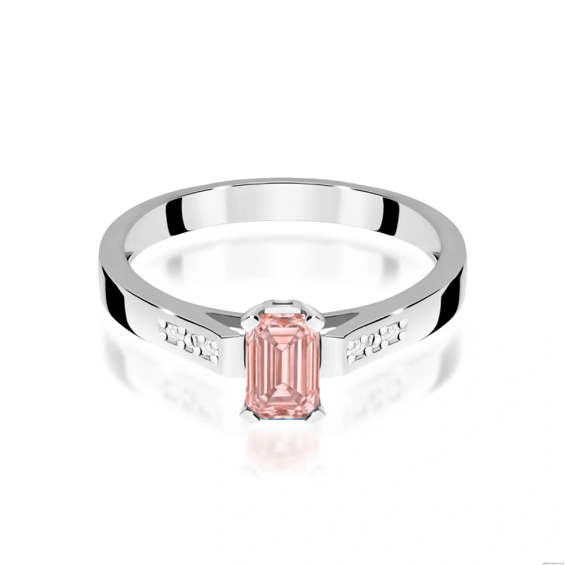 Pierścionek W0078 Diament laboratoryjny różowy 0,50ct białe złoto