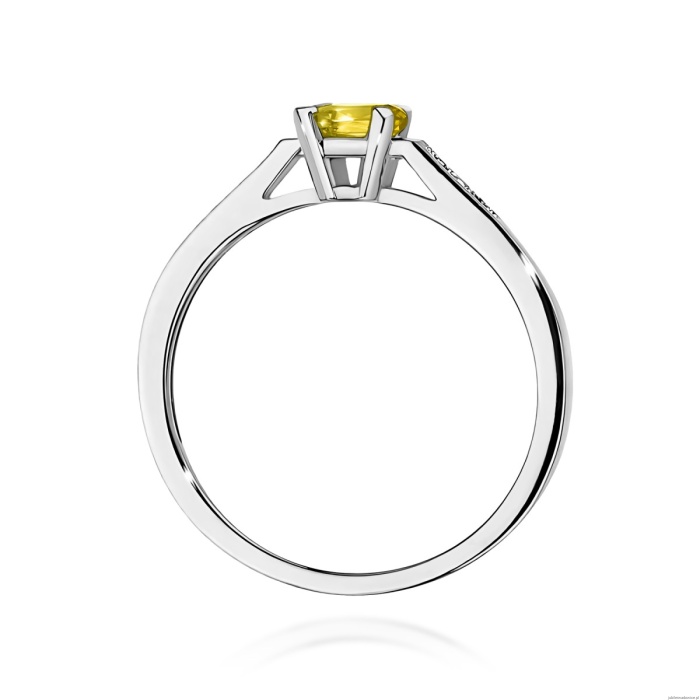 Pierścionek W0078 Diament laboratoryjny żółty 0,50ct białe złoto