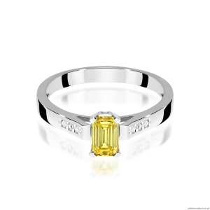 Pierścionek W0078 Diament laboratoryjny żółty 0,50ct białe złoto