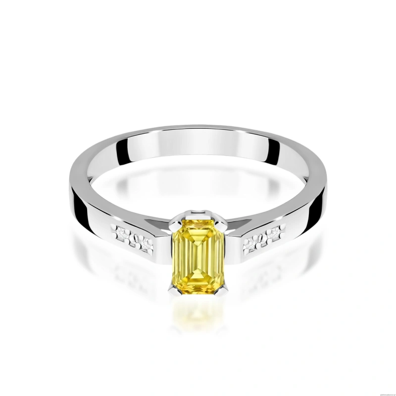 Pierścionek W0078 Diament laboratoryjny żółty 0,50ct białe złoto