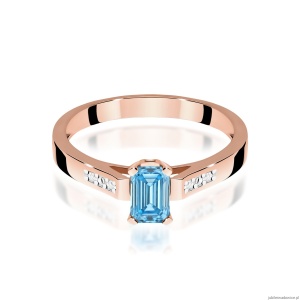 Pierścionek W0078 Diament laboratoryjny niebieski 0,50ct różowe złoto