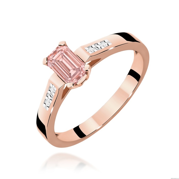 Pierścionek W0078 Diament laboratoryjny różowy 0,50ct różowe złoto
