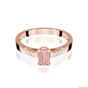 Pierścionek W0078 Diament laboratoryjny różowy 0,50ct różowe złoto