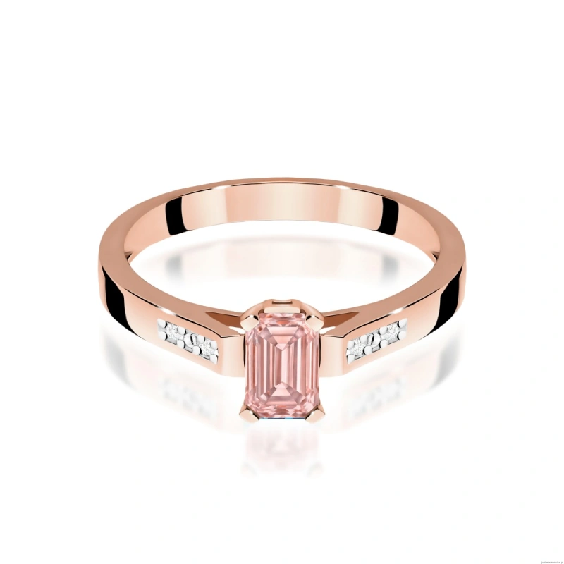 Pierścionek W0078 Diament laboratoryjny różowy 0,50ct różowe złoto