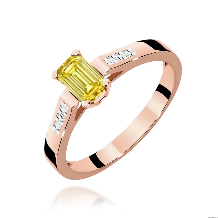 Pierścionek W0078 Diament laboratoryjny żółty 0,50ct różowe złoto