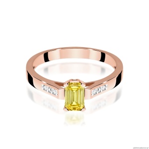 Pierścionek W0078 Diament laboratoryjny żółty 0,50ct różowe złoto