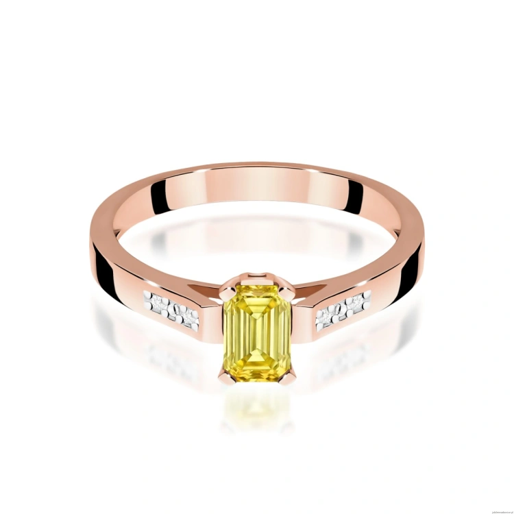 Pierścionek W0078 Diament laboratoryjny żółty 0,50ct różowe złoto