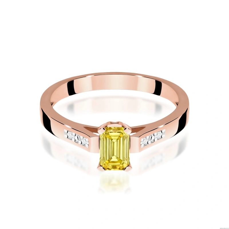 Pierścionek W0078 Diament laboratoryjny żółty 0,50ct różowe złoto