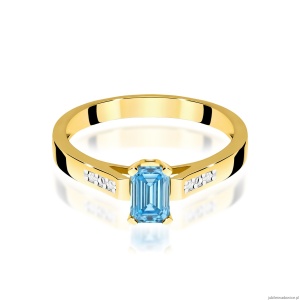 Pierścionek W0078 Diament laboratoryjny niebieski 0,50ct żółte złoto