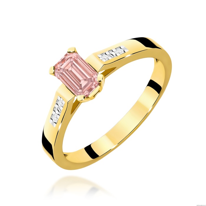 Pierścionek W0078 Diament laboratoryjny różowy 0,50ct żółte złoto