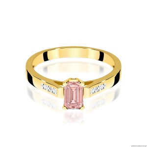 Pierścionek W0078 Diament laboratoryjny różowy 0,50ct żółte złoto