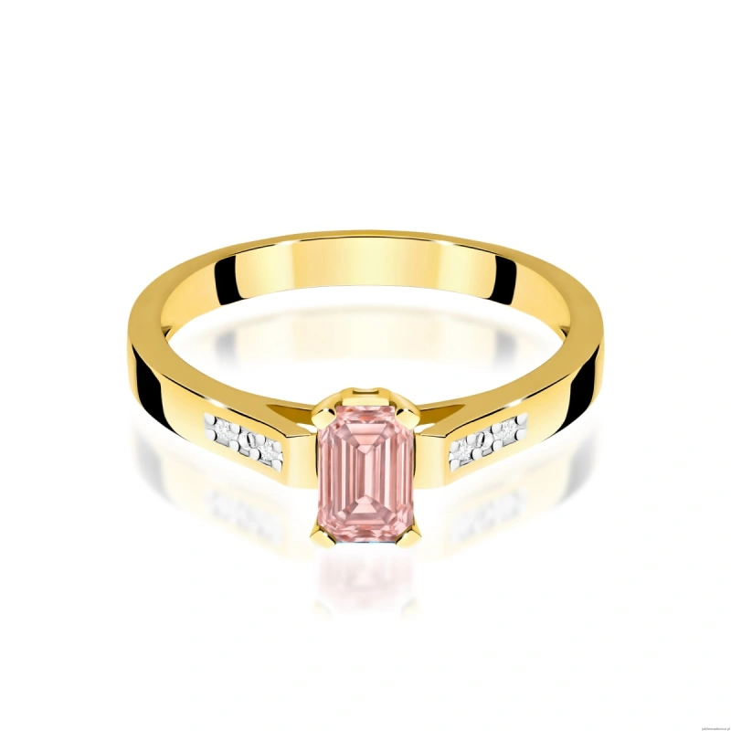 Pierścionek W0078 Diament laboratoryjny różowy 0,50ct żółte złoto