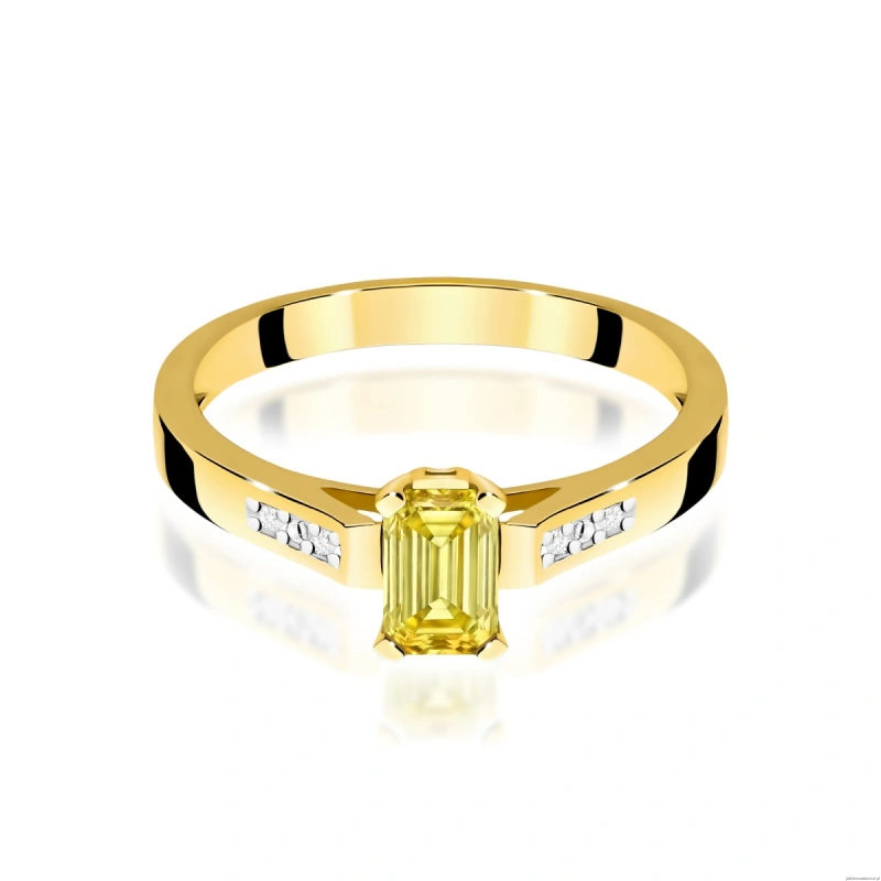 Pierścionek W0078 Diament laboratoryjny żółty 0,50ct żółte złoto