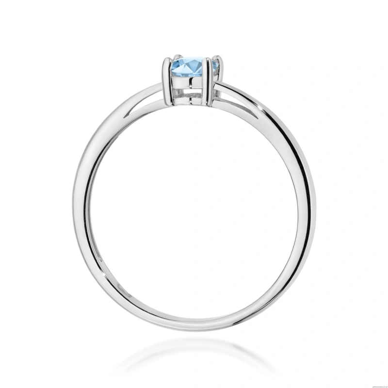 Pierścionek W0685 Diament laboratoryjny niebieski 0,50ct białe złoto