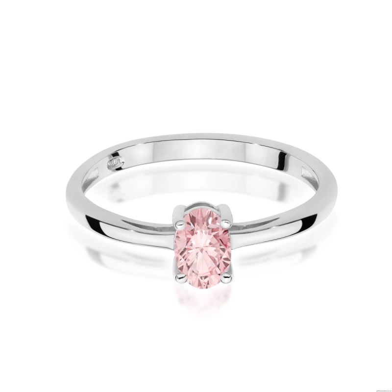 Pierścionek W0685 Diament laboratoryjny różowy 0,50ct białe złoto