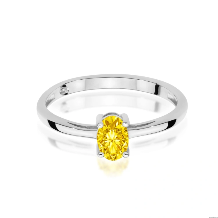 Pierścionek W0685 Diament laboratoryjny żółty 0,50ct białe złoto