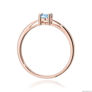 Pierścionek W0685 Diament laboratoryjny niebieski 0,50ct różowe złoto