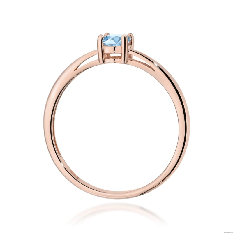 Pierścionek W0685 Diament laboratoryjny niebieski 0,50ct różowe złoto