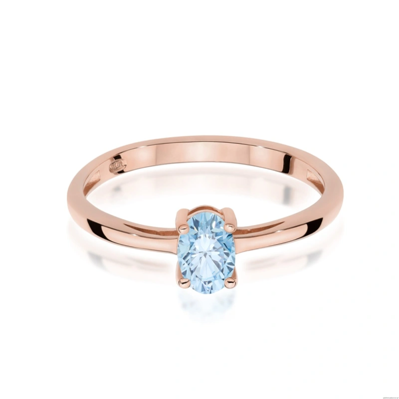 Pierścionek W0685 Diament laboratoryjny niebieski 0,50ct różowe złoto