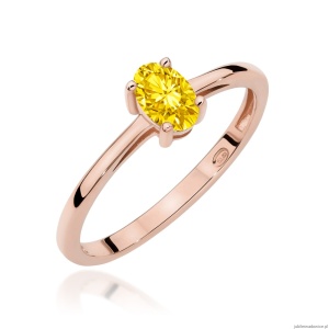 Pierścionek W0685 Diament laboratoryjny żółty 0,50ct różowe złoto