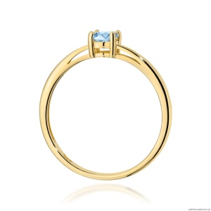 Pierścionek W0685 Diament laboratoryjny niebieski 0,50ct  żółte złoto