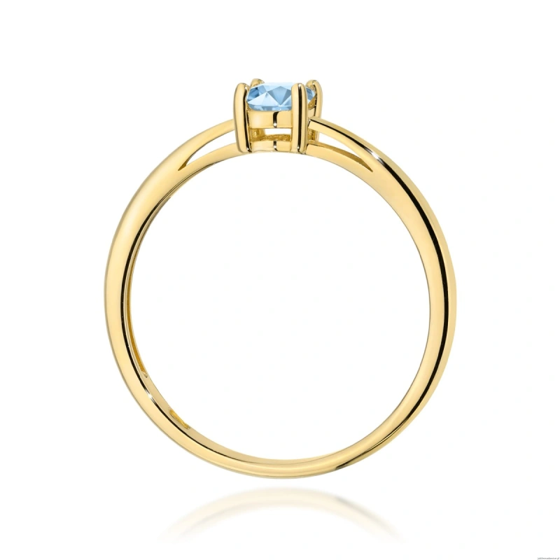 Pierścionek W0685 Diament laboratoryjny niebieski 0,50ct  żółte złoto