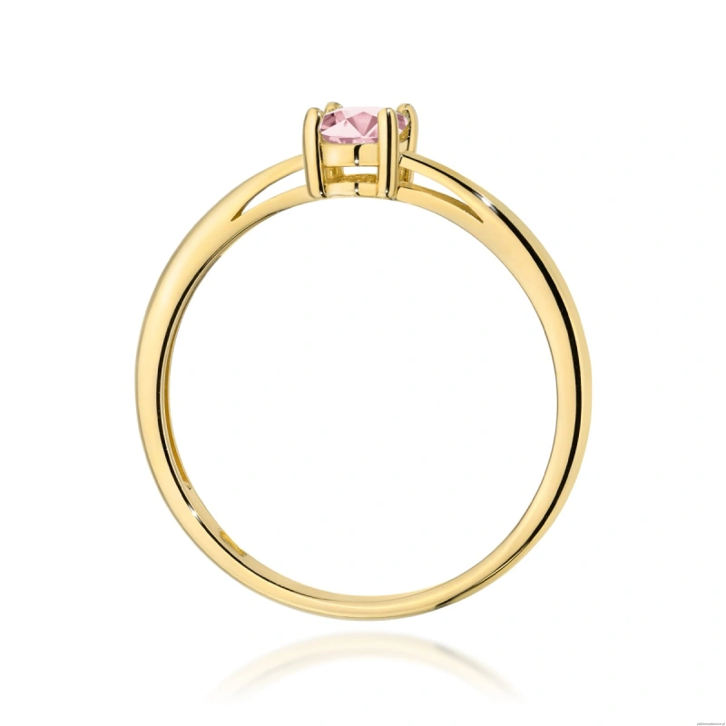 Pierścionek W0685 Diament laboratoryjny różowy 0,50ct żółte złoto