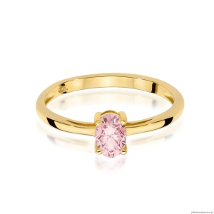 Pierścionek W0685 Diament laboratoryjny różowy 0,50ct żółte złoto