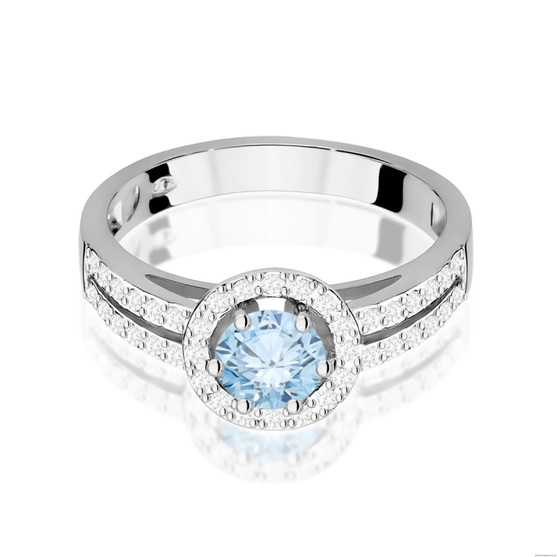 Pierścionek W0087 Diament Laboratoryjny niebieski 0,50ct białe złoto