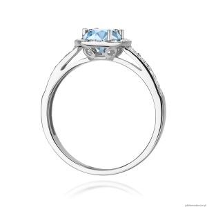 Pierścionek W0087 Diament Laboratoryjny niebieski 0,50ct białe złoto