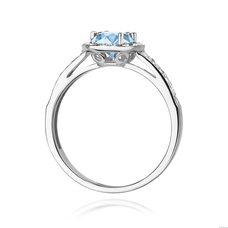 Pierścionek W0087 Diament Laboratoryjny niebieski 0,50ct białe złoto