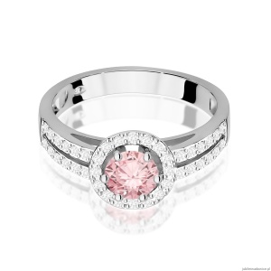 Pierścionek W0087 Diament Laboratoryjny różowy 0,50ct białe złoto