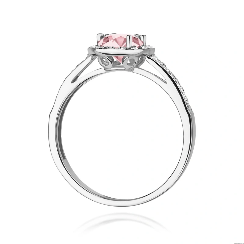 Pierścionek W0087 Diament Laboratoryjny różowy 0,50ct białe złoto