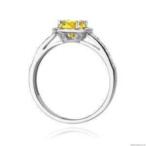 Pierścionek W0087 Diament Laboratoryjny żółty 0,50ct białe złoto