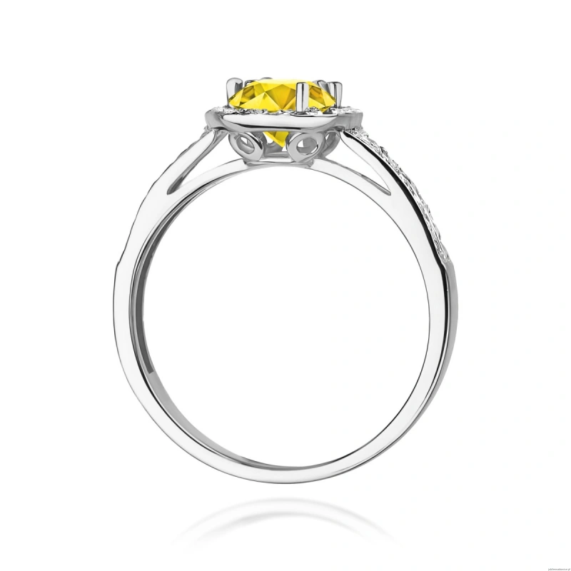 Pierścionek W0087 Diament Laboratoryjny żółty 0,50ct białe złoto