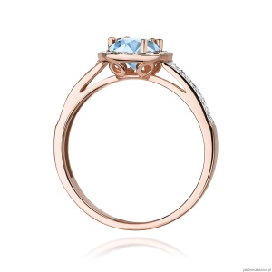 Pierścionek W0087 Diament Laboratoryjny niebieski 0,50ct różowe złoto