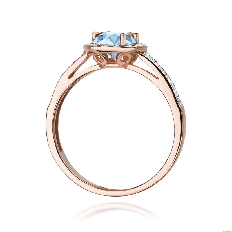 Pierścionek W0087 Diament Laboratoryjny niebieski 0,50ct różowe złoto