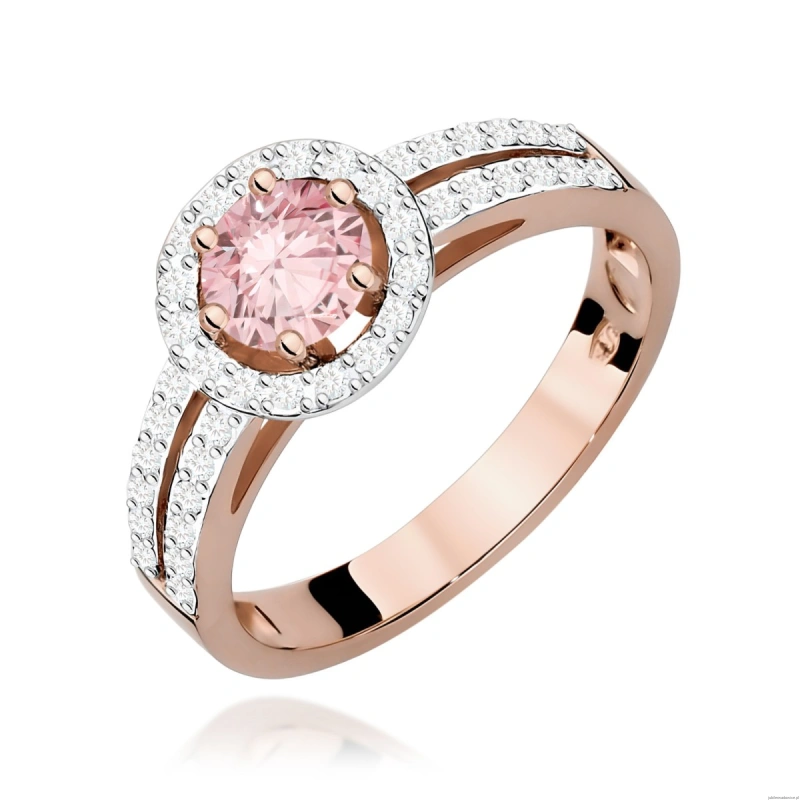 Pierścionek W0087 Diament Laboratoryjny różowy 0,50ct różowe złoto