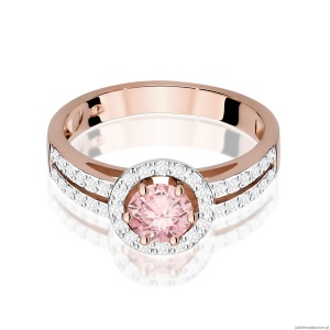 Pierścionek W0087 Diament Laboratoryjny różowy 0,50ct różowe złoto