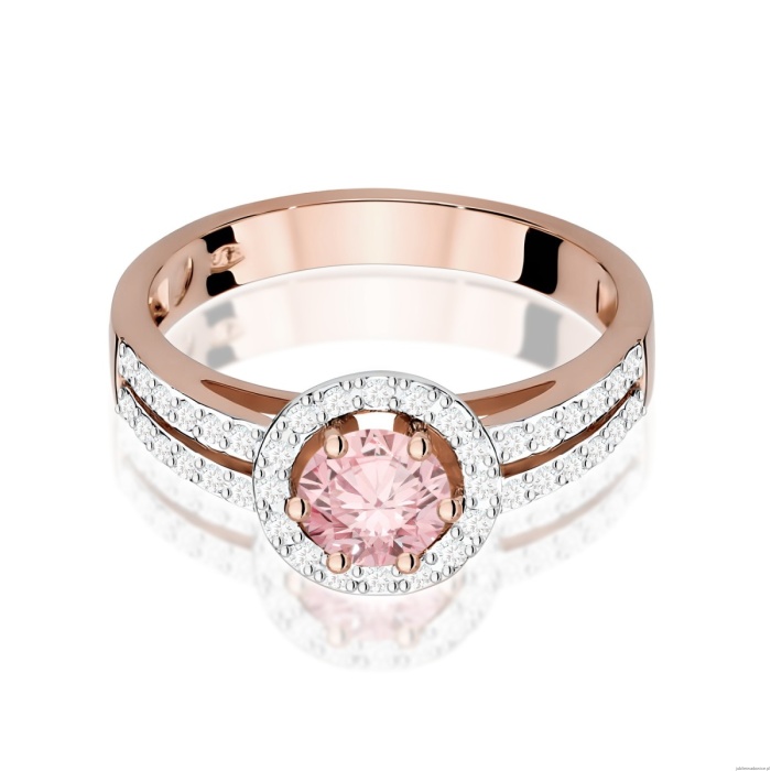 Pierścionek W0087 Diament Laboratoryjny różowy 0,50ct różowe złoto