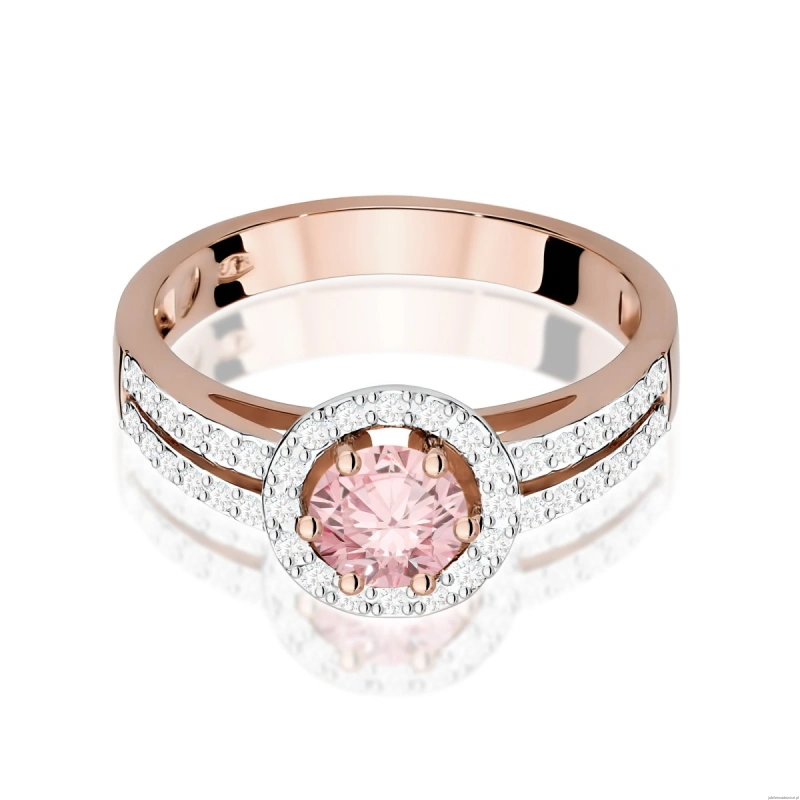 Pierścionek W0087 Diament Laboratoryjny różowy 0,50ct różowe złoto