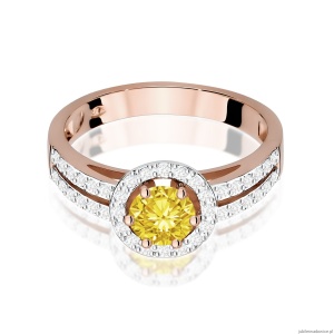 Pierścionek W0087 Diament Laboratoryjny żółty 0,50ct różowe złoto