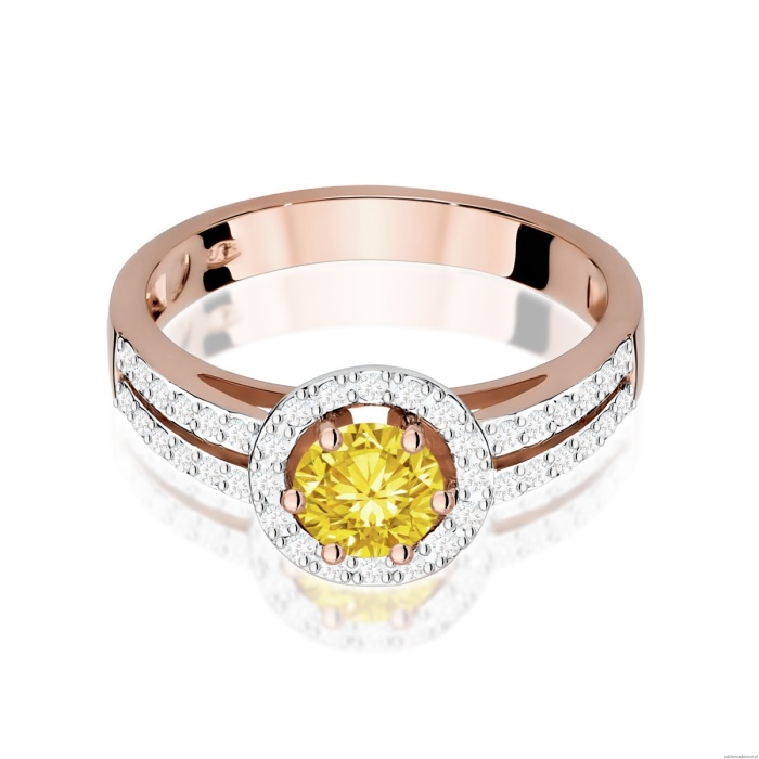 Pierścionek W0087 Diament Laboratoryjny żółty 0,50ct różowe złoto