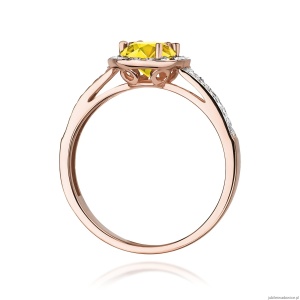 Pierścionek W0087 Diament Laboratoryjny żółty 0,50ct różowe złoto