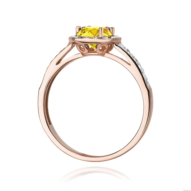 Pierścionek W0087 Diament Laboratoryjny żółty 0,50ct różowe złoto